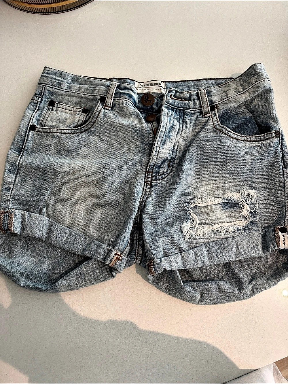 One Teaspoon Bandits Low Waist Denim Shorts Jean Shorts Blue Waist 26